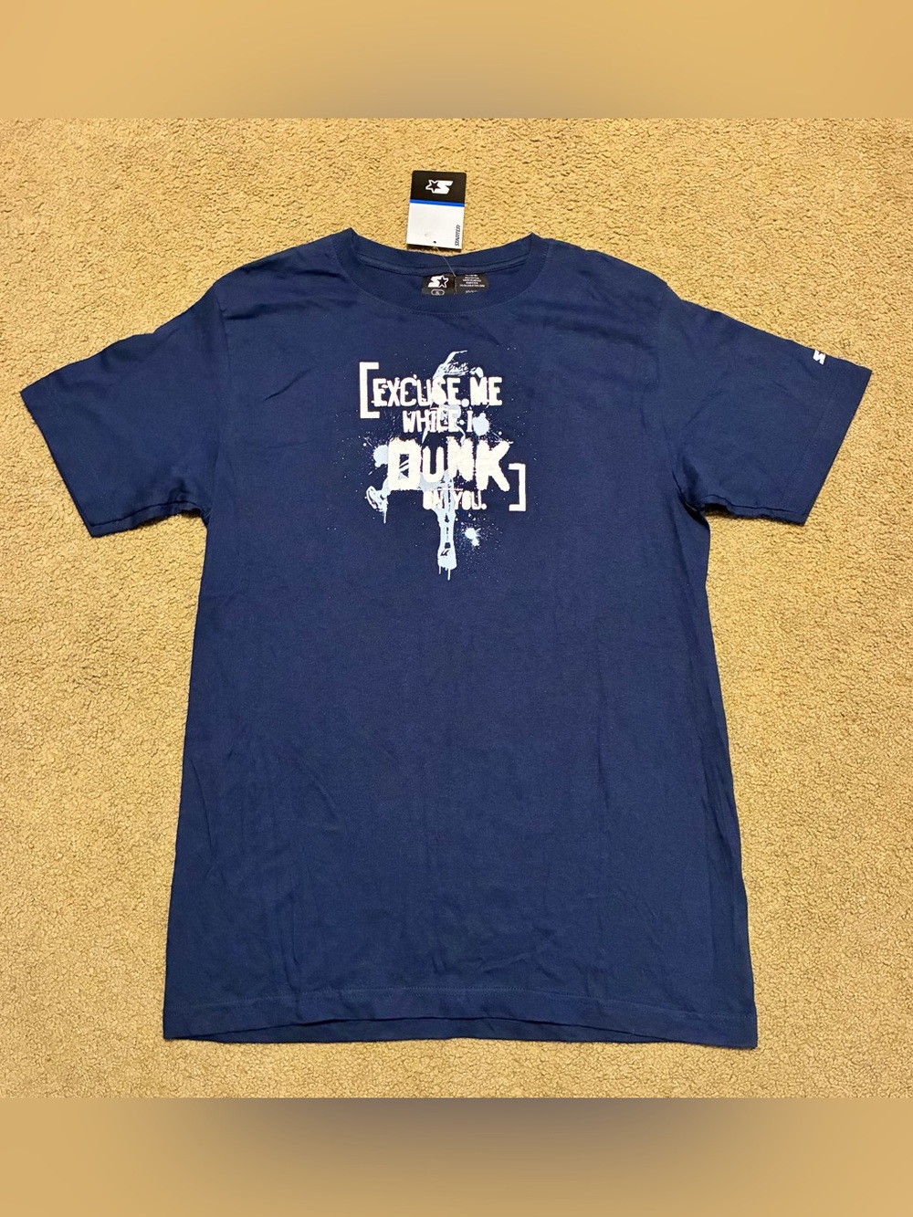 Boys STARTER Athletic Navy Blue Graphic Short Sleeve T-shirt Size XL 16/18 NWT